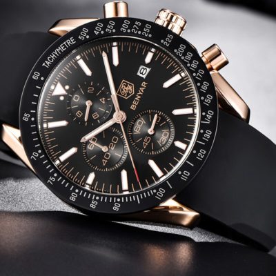 BENYAR Men's Classic Quartz Watch - Small Seconds, Roman Numerals & Leather Strap | Waterproof Dress Watch
