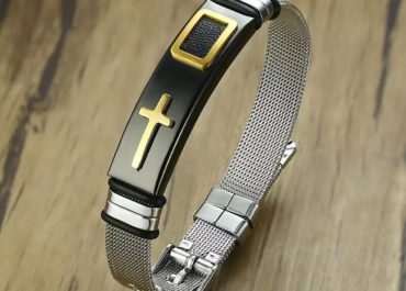 VNOX Unisex Leather Chip Cross Bracelet