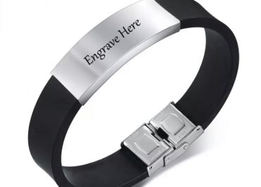 Vnox Men’s Personalized Silicone Bracelet