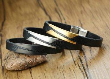 Vnox Stylish Geometric Matte Leather Bracelet
