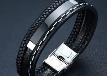 Vnox Men’s Custom Braided Leather Bracelet